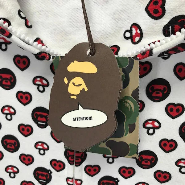 [S] DS! A Bathing Ape Bape Baby Milo Monogram Full Zip Hoodie White