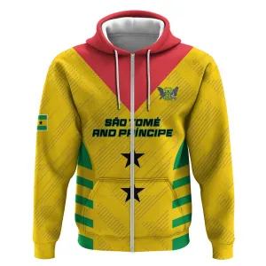 Sao Tome and Principe Football Custom Zip Hoodie Sporty Style - Yellow Color LT15
