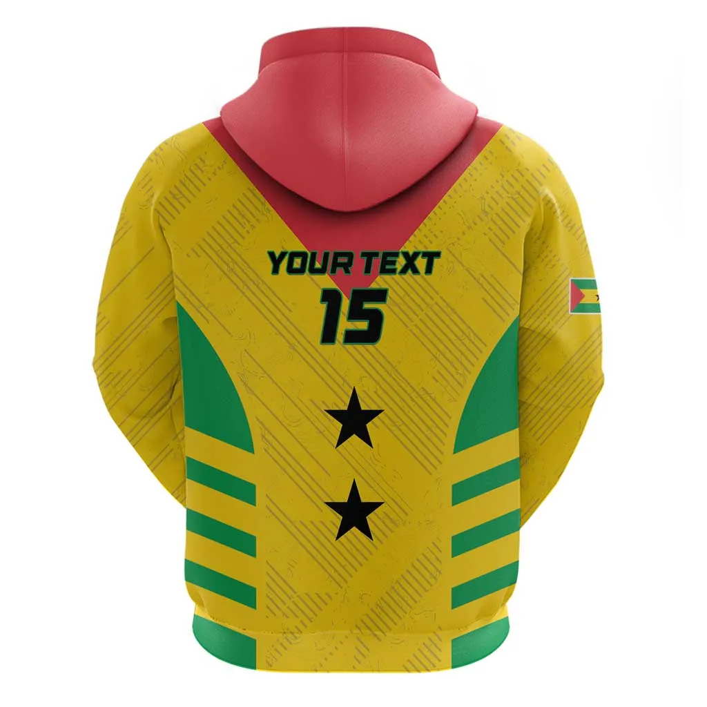 Sao Tome and Principe Football Custom Zip Hoodie Sporty Style - Yellow Color LT15
