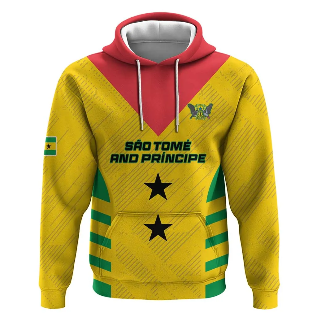 Sao Tome and Principe Football Custom Zip Hoodie Sporty Style - Yellow Color LT15