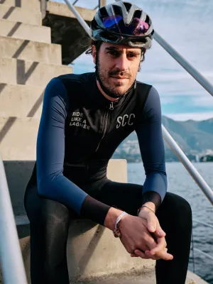SCC long sleeve mid-season jersey - Black and Lake blue
