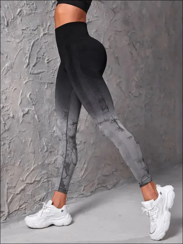 Seamless tie-dye yoga leggings for women high waist compression running gym active wear