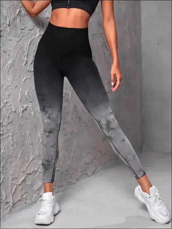 Seamless tie-dye yoga leggings for women high waist compression running gym active wear