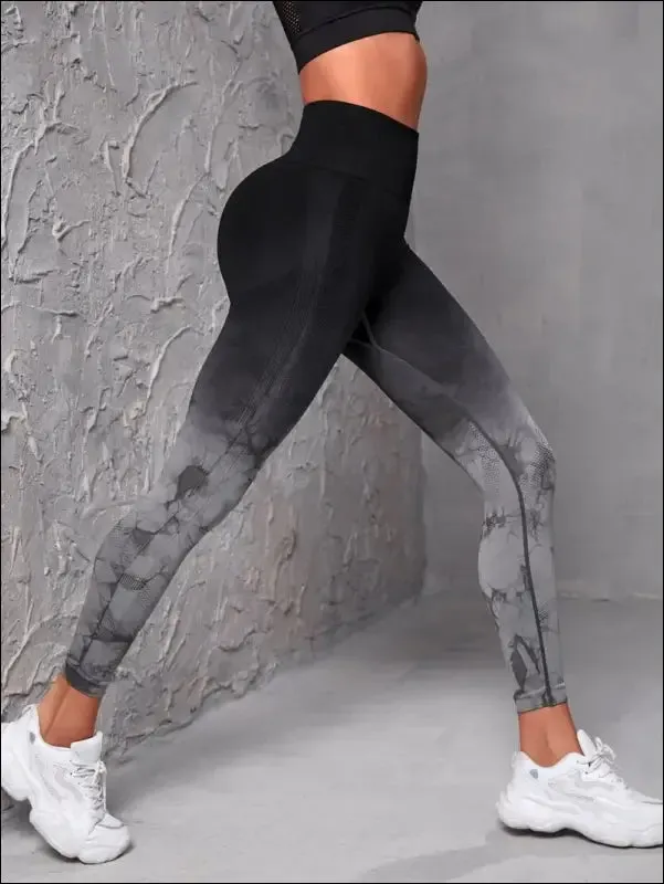 Seamless tie-dye yoga leggings for women high waist compression running gym active wear