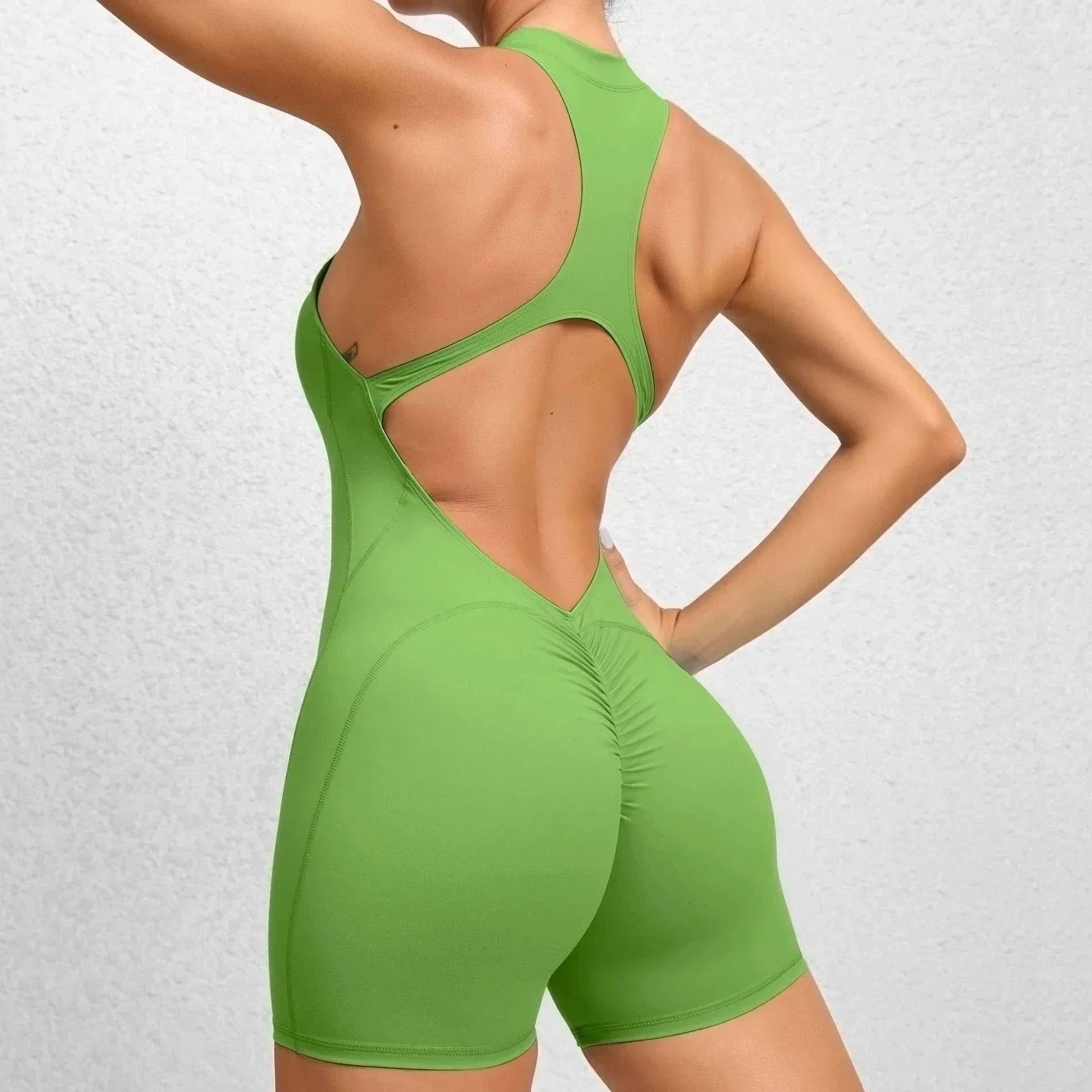 Seamless Yoga Jumpsuits One-Piece Zipper Sports Fitness Hollow Beauty Back Hip-lifting Running Training Tracksuits for Women