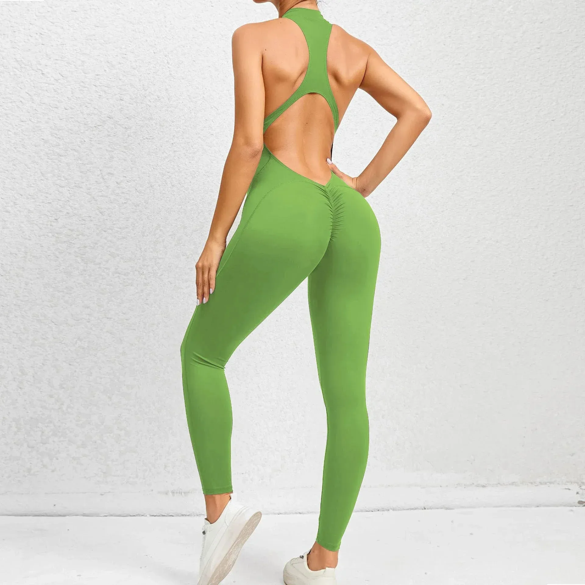 Seamless Yoga Jumpsuits One-Piece Zipper Sports Fitness Hollow Beauty Back Hip-lifting Running Training Tracksuits for Women