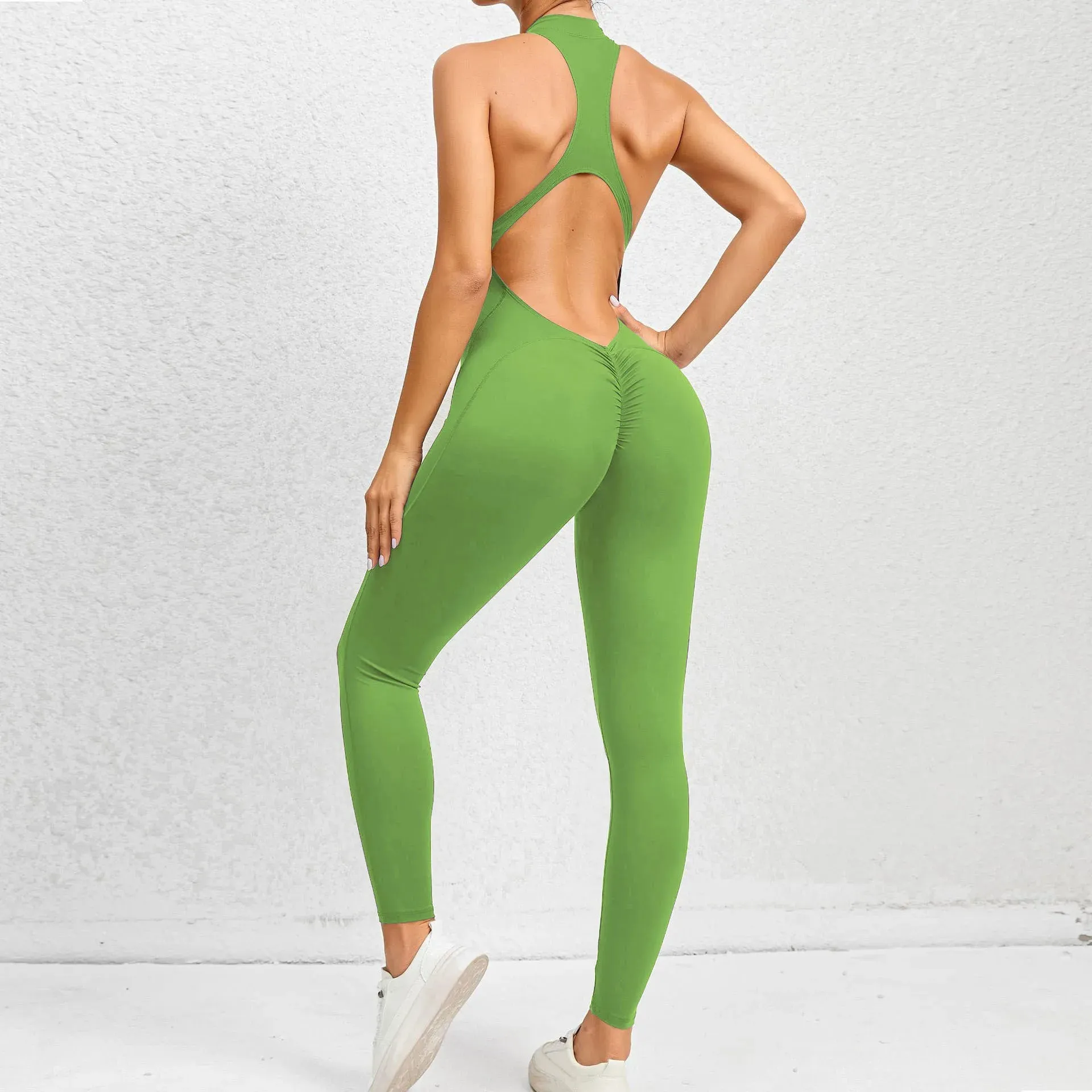 Seamless Yoga Jumpsuits One-Piece Zipper Sports Fitness Hollow Beauty Back Hip-lifting Running Training Tracksuits for Women
