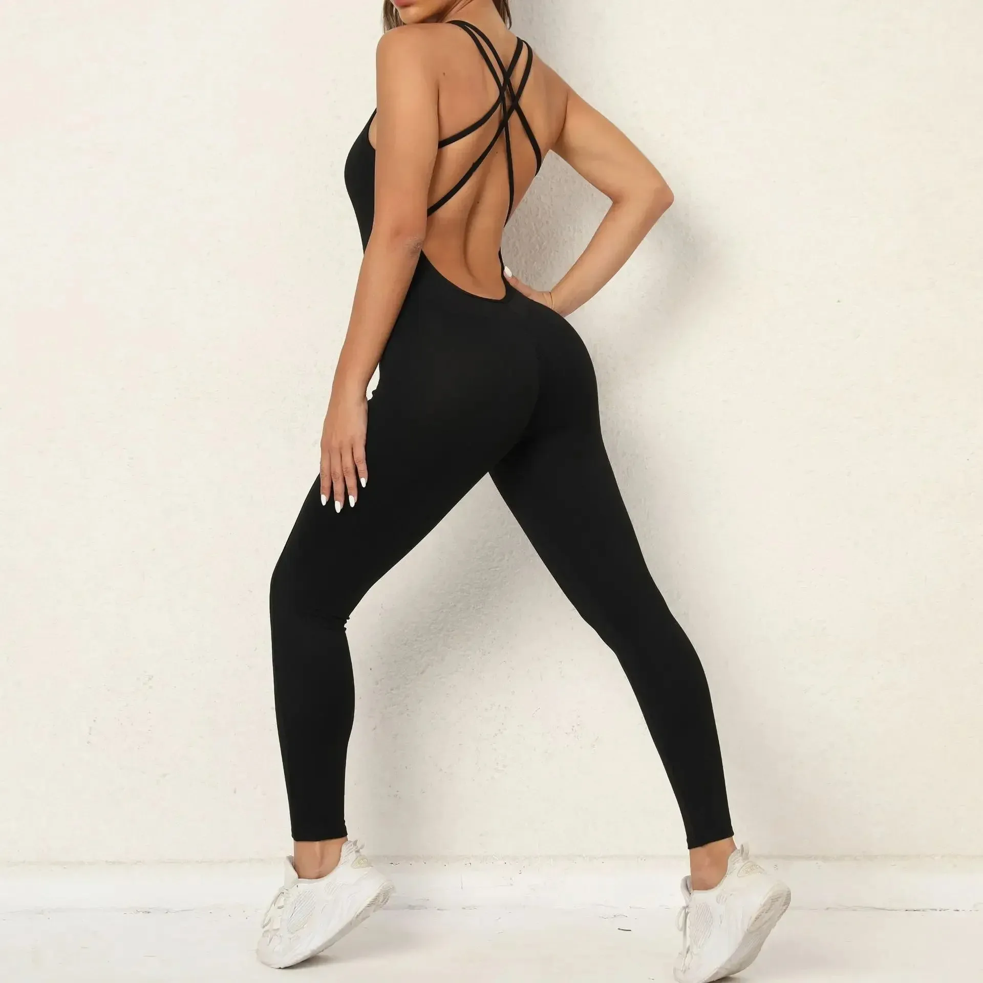 Seamless Yoga Jumpsuits Sports Fitness High Waist Peach Hip-lifting Beauty Back Jumpsuits Workout Clothes Gym Leggings for Women