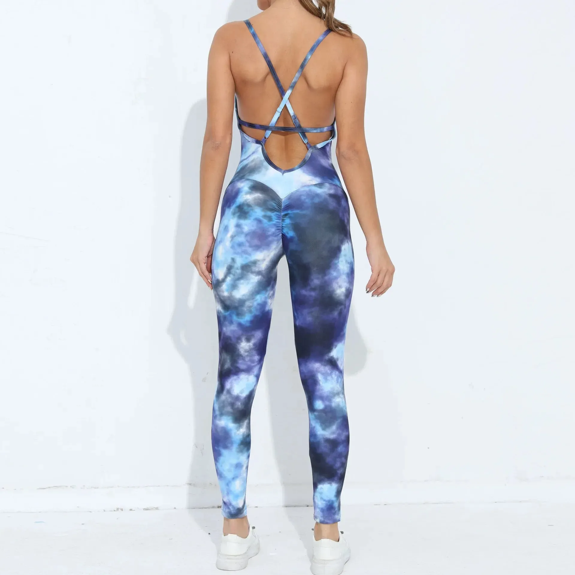 Seamless Yoga Jumpsuits Sports Fitness Hip-lifting Cross Shoulder Strap Beauty Back One-Piece Workout Gym Tracksuits for Women