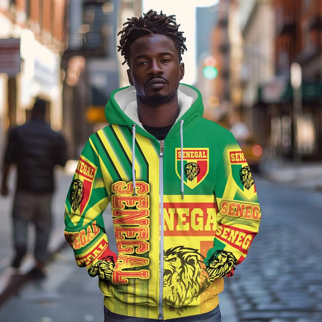 Senegal Soccer Zip Hoodie Lions of Teranga Football - Road To Champion DT03