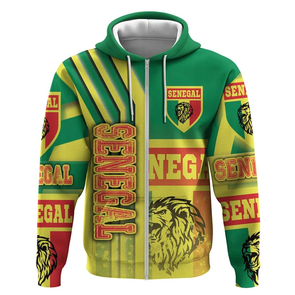 Senegal Soccer Zip Hoodie Lions of Teranga Football - Road To Champion DT03