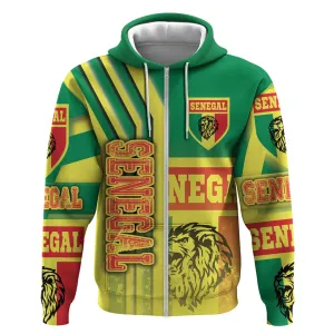 Senegal Soccer Zip Hoodie Lions of Teranga Football - Road To Champion DT03