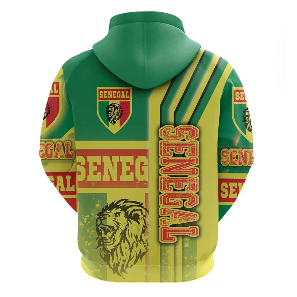 Senegal Soccer Zip Hoodie Lions of Teranga Football - Road To Champion DT03