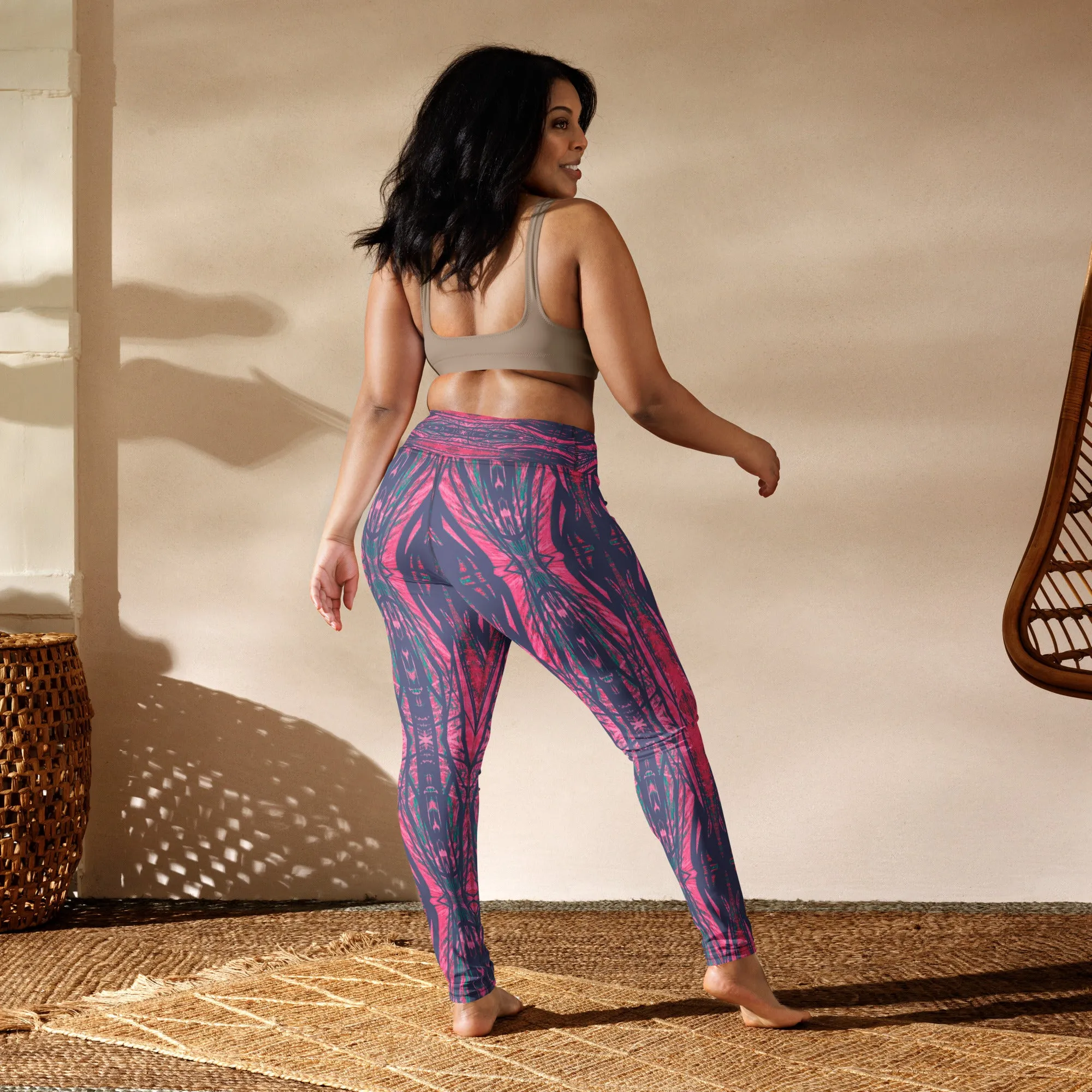 Shadows Gray On Pink Yoga Leggings