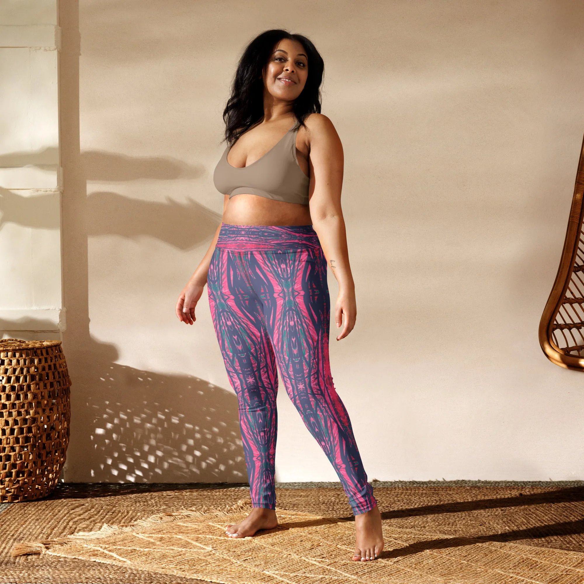 Shadows Gray On Pink Yoga Leggings