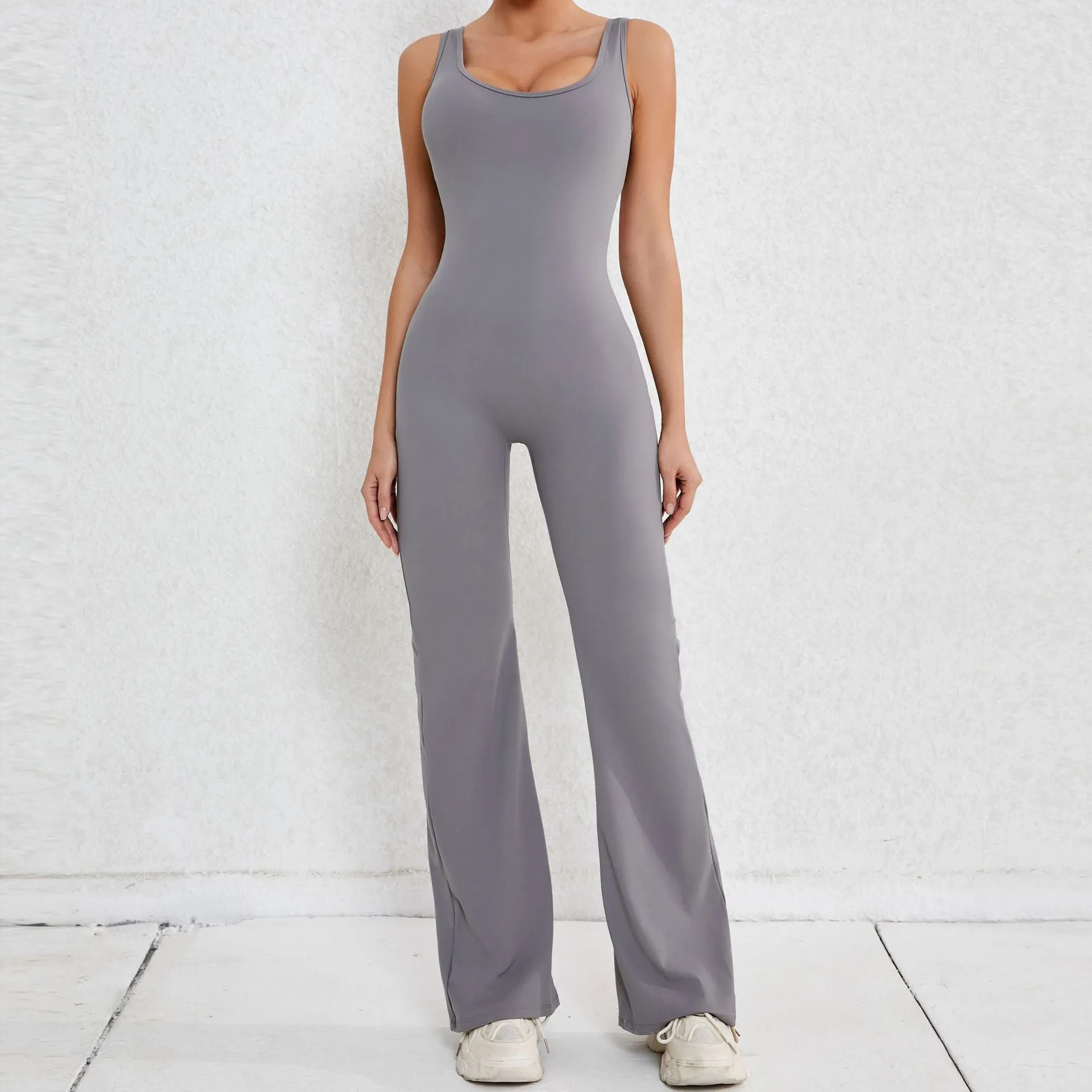 Simple Style Solid Color Nylon Cotton Blend Tracksuit Jumpsuits
