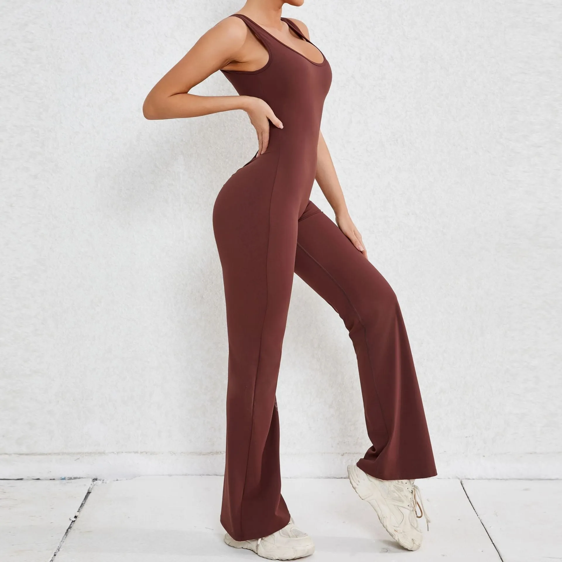 Simple Style Solid Color Nylon Cotton Blend Tracksuit Jumpsuits