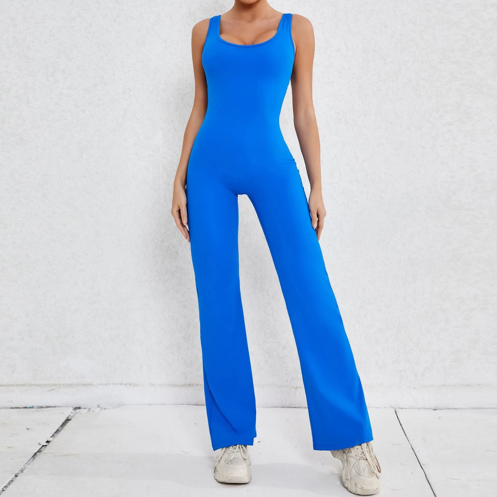 Simple Style Solid Color Nylon Cotton Blend Tracksuit Jumpsuits