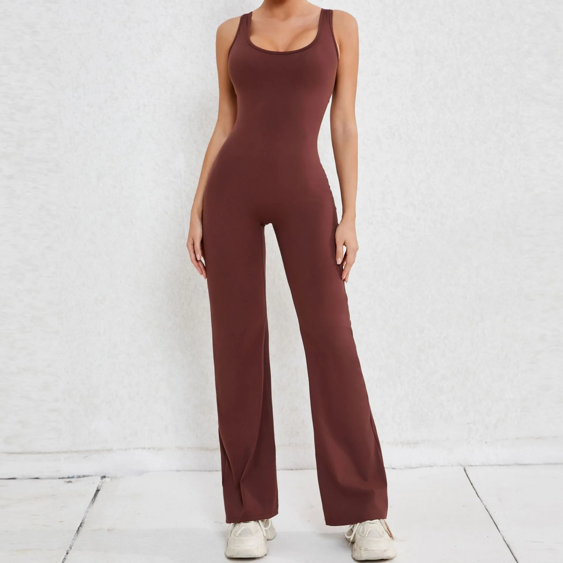 Simple Style Solid Color Nylon Cotton Blend Tracksuit Jumpsuits