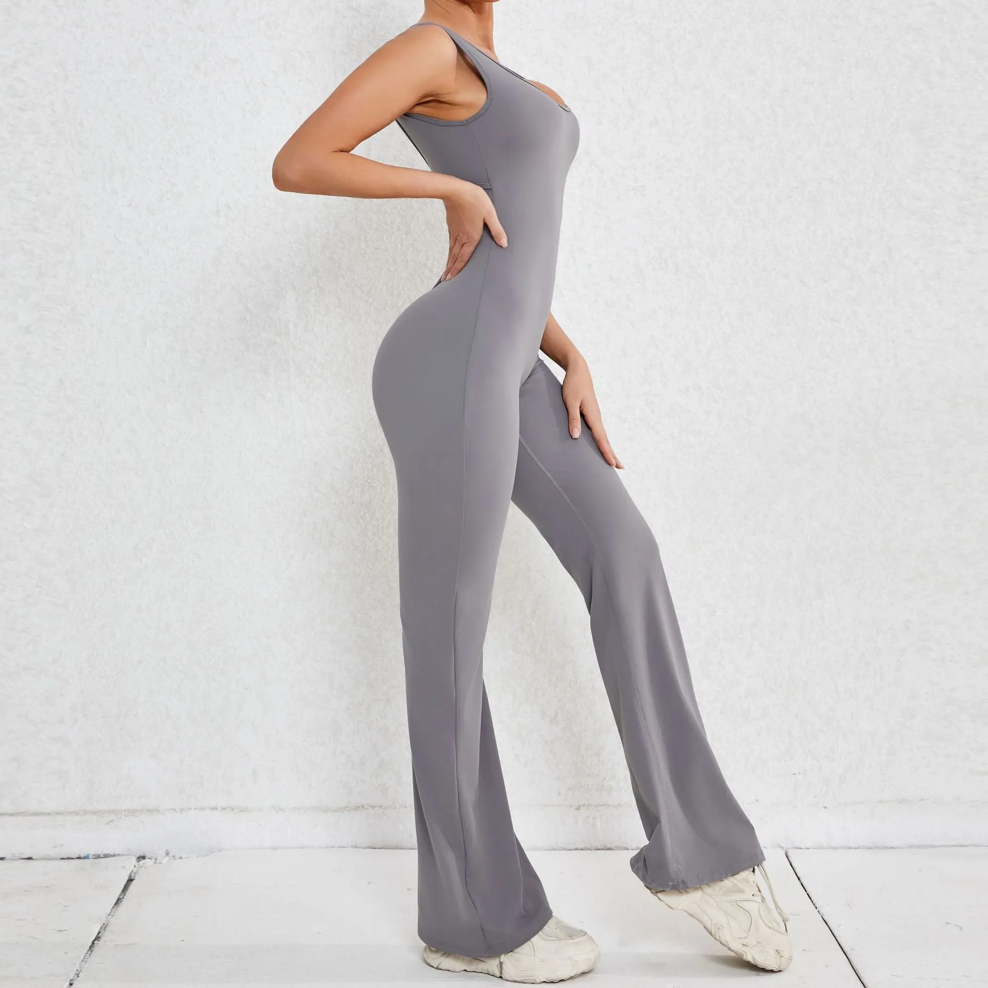 Simple Style Solid Color Nylon Cotton Blend Tracksuit Jumpsuits
