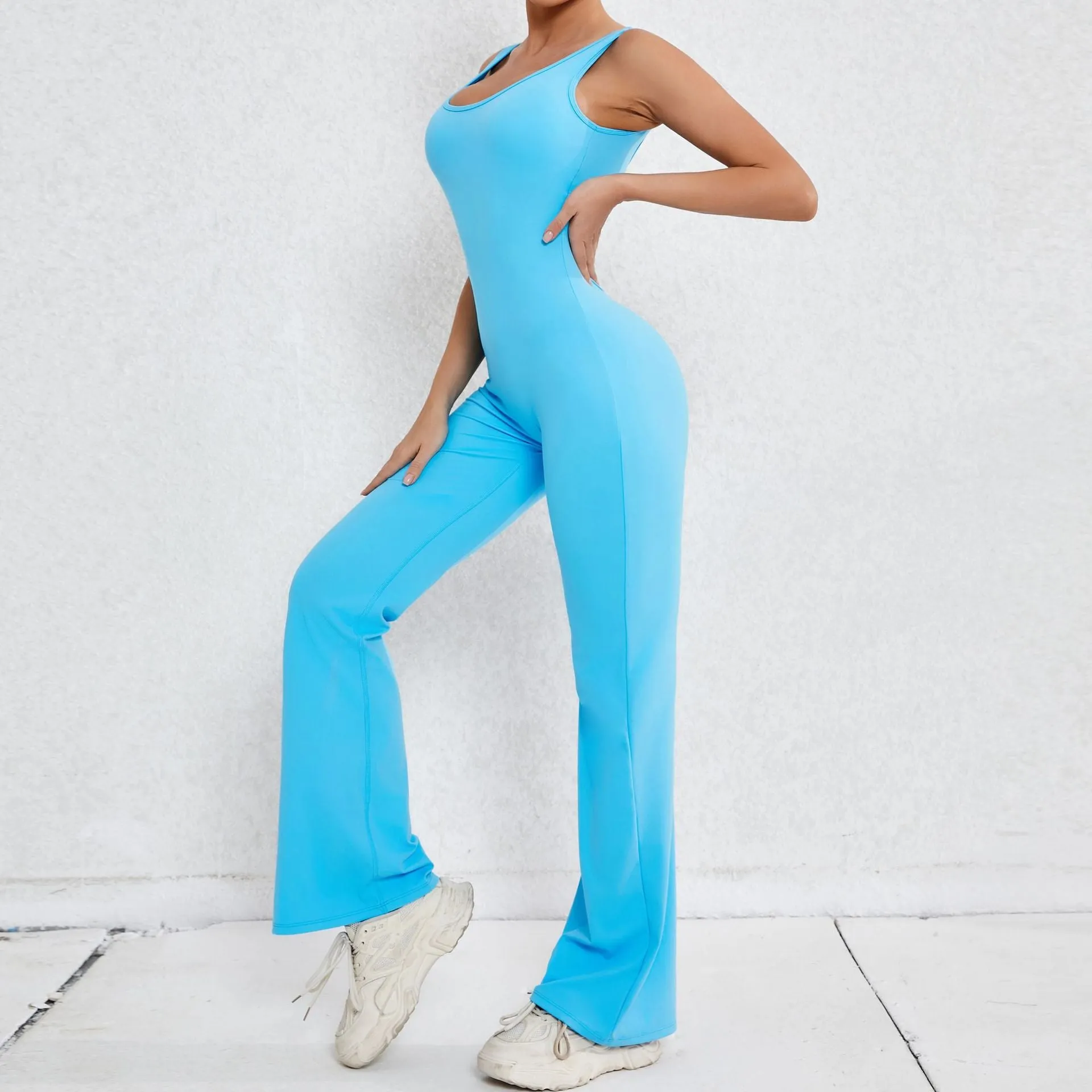 Simple Style Solid Color Nylon Cotton Blend Tracksuit Jumpsuits