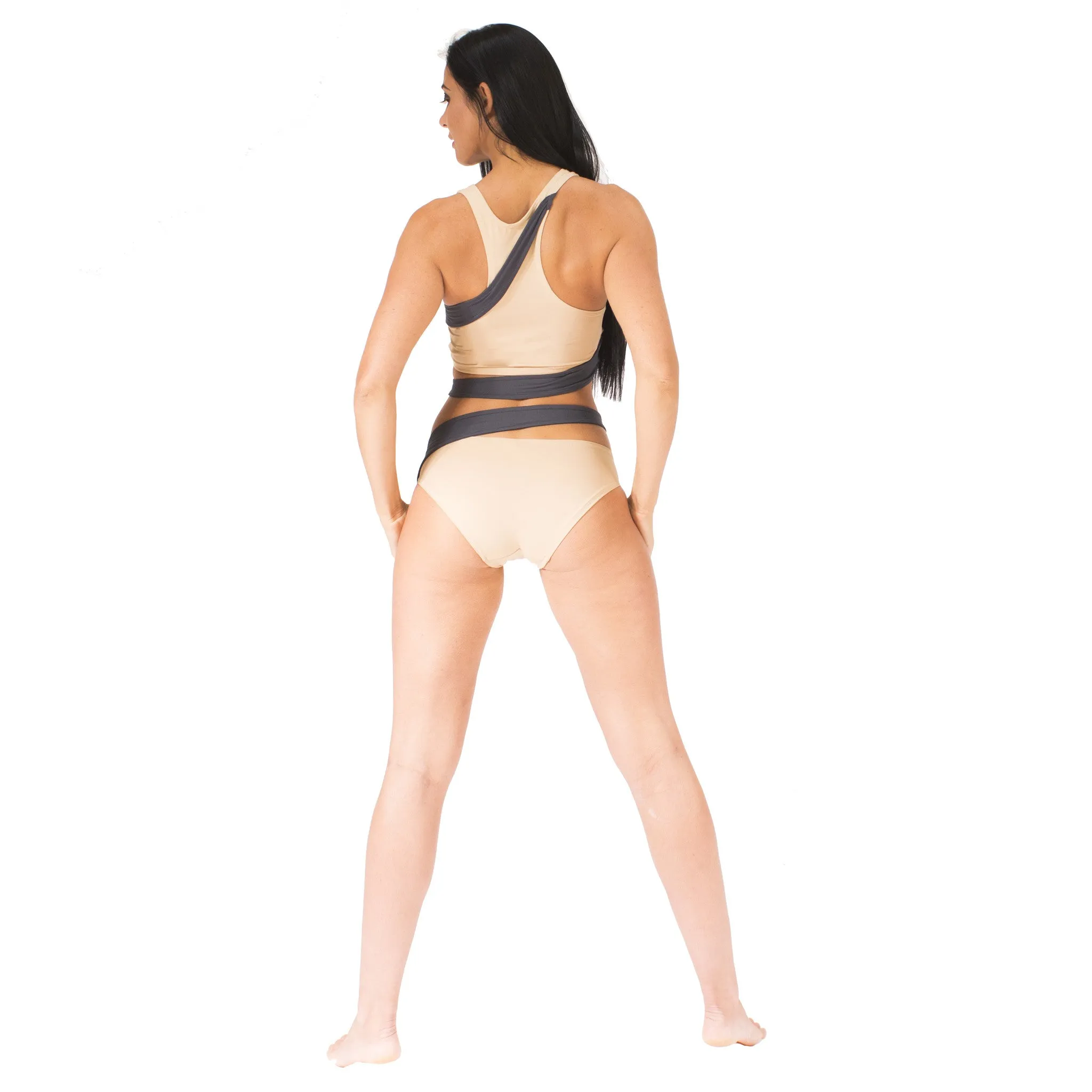 Siren Top - Nude / Charcoal Grey