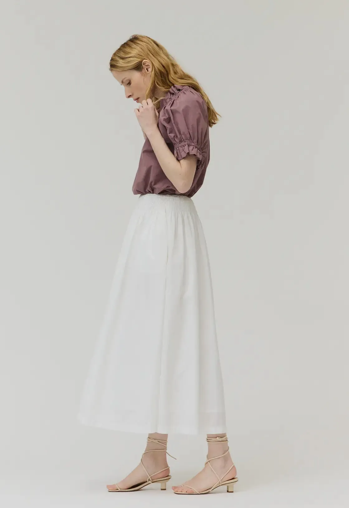 SMOCKED WAIST MIDI SKIRT 50622