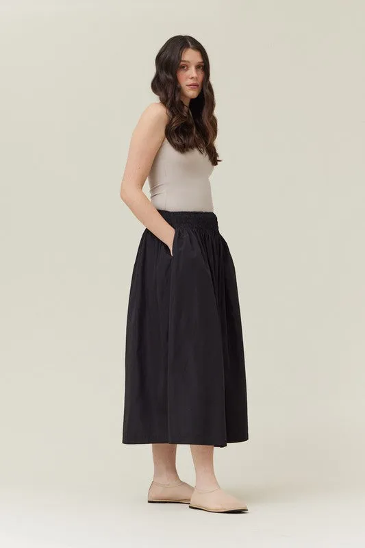 SMOCKED WAIST MIDI SKIRT 50622