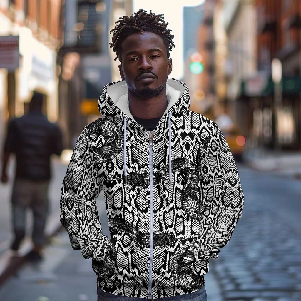 Snake African Skin Animals Pattern Zip Hoodie LT15