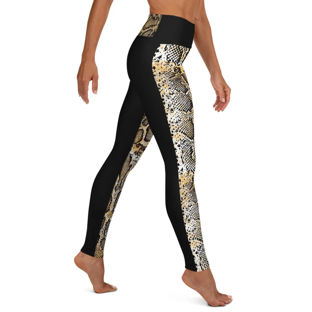 Snake Front Black Back - Yoga Leggings