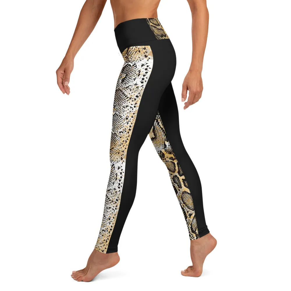 Snake Front Black Back - Yoga Leggings
