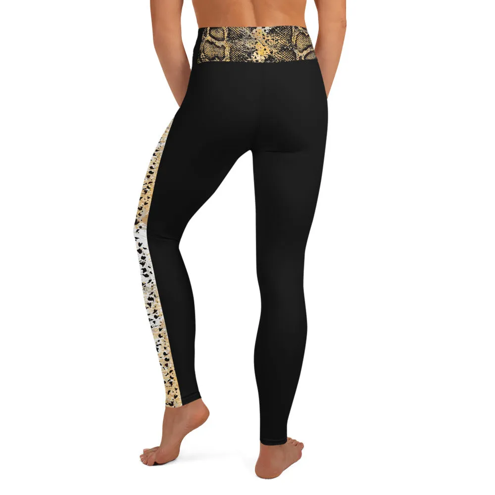 Snake Front Black Back - Yoga Leggings