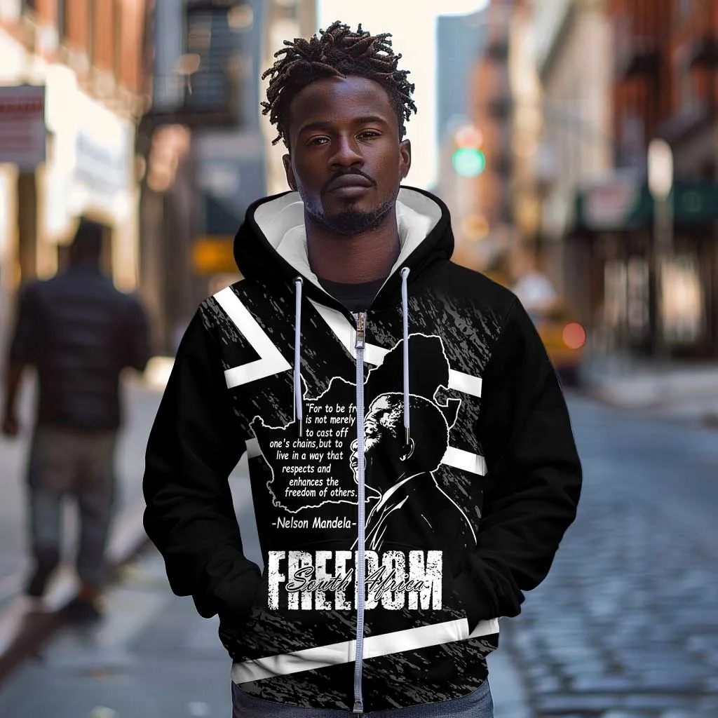 South Africa Freedom Day Zip Hoodie Nelson Mandela With Map LT14