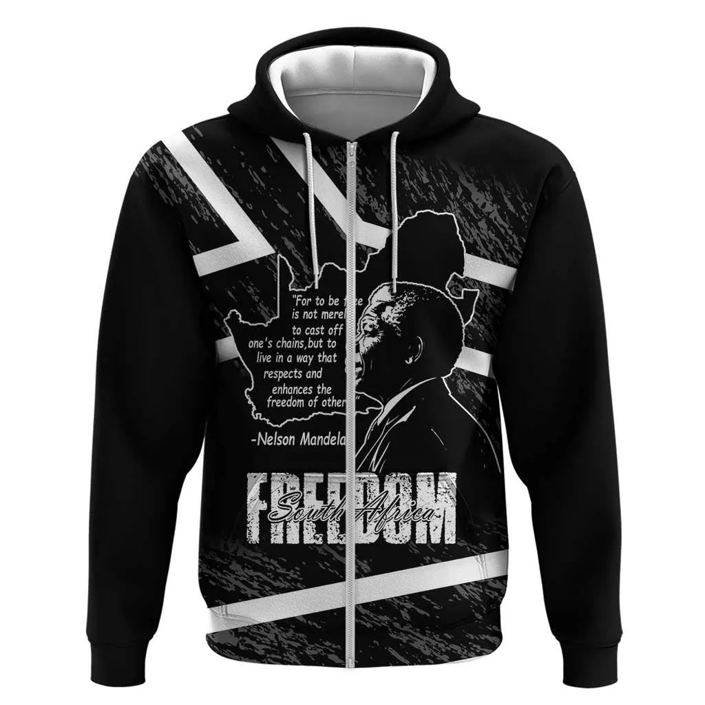 South Africa Freedom Day Zip Hoodie Nelson Mandela With Map LT14