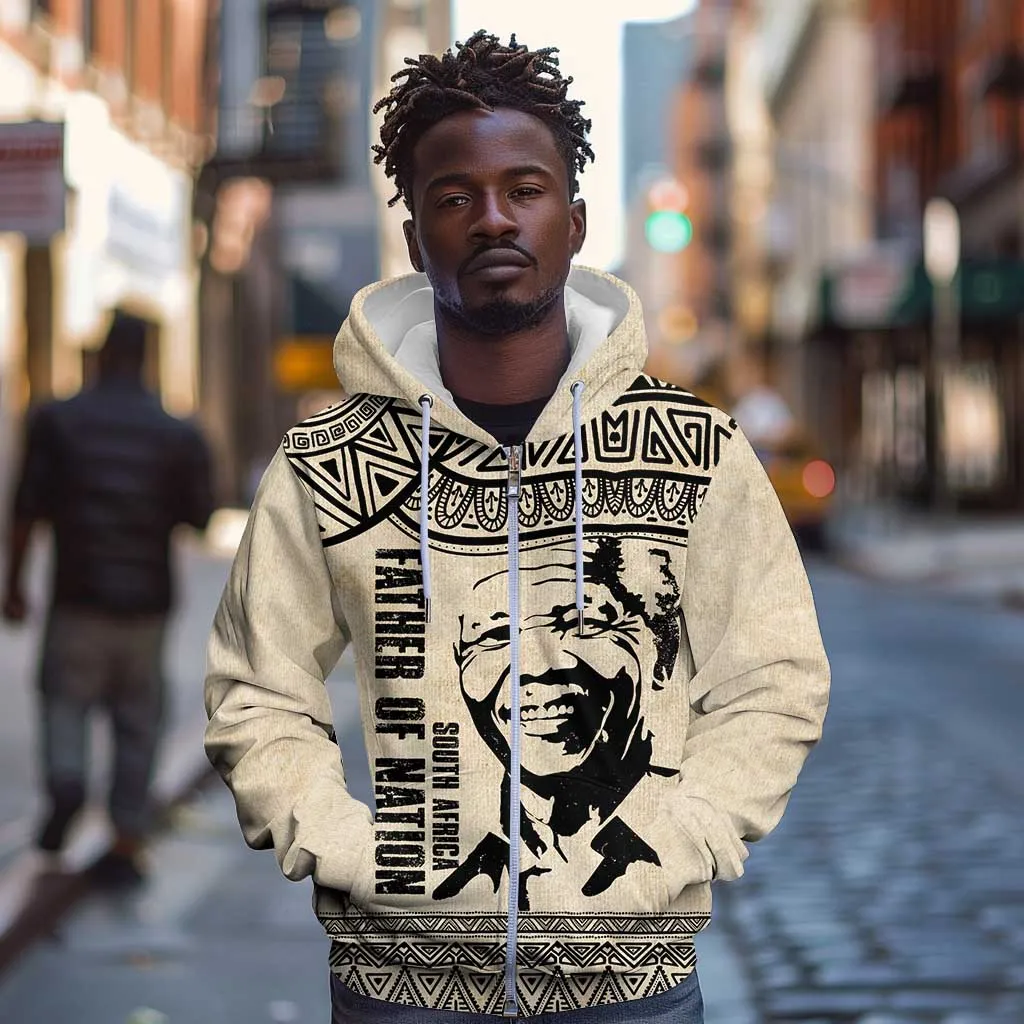 South Africa Nelson Mandela - Father Of Nation Zip Hoodie Vintage African Pattern LT14