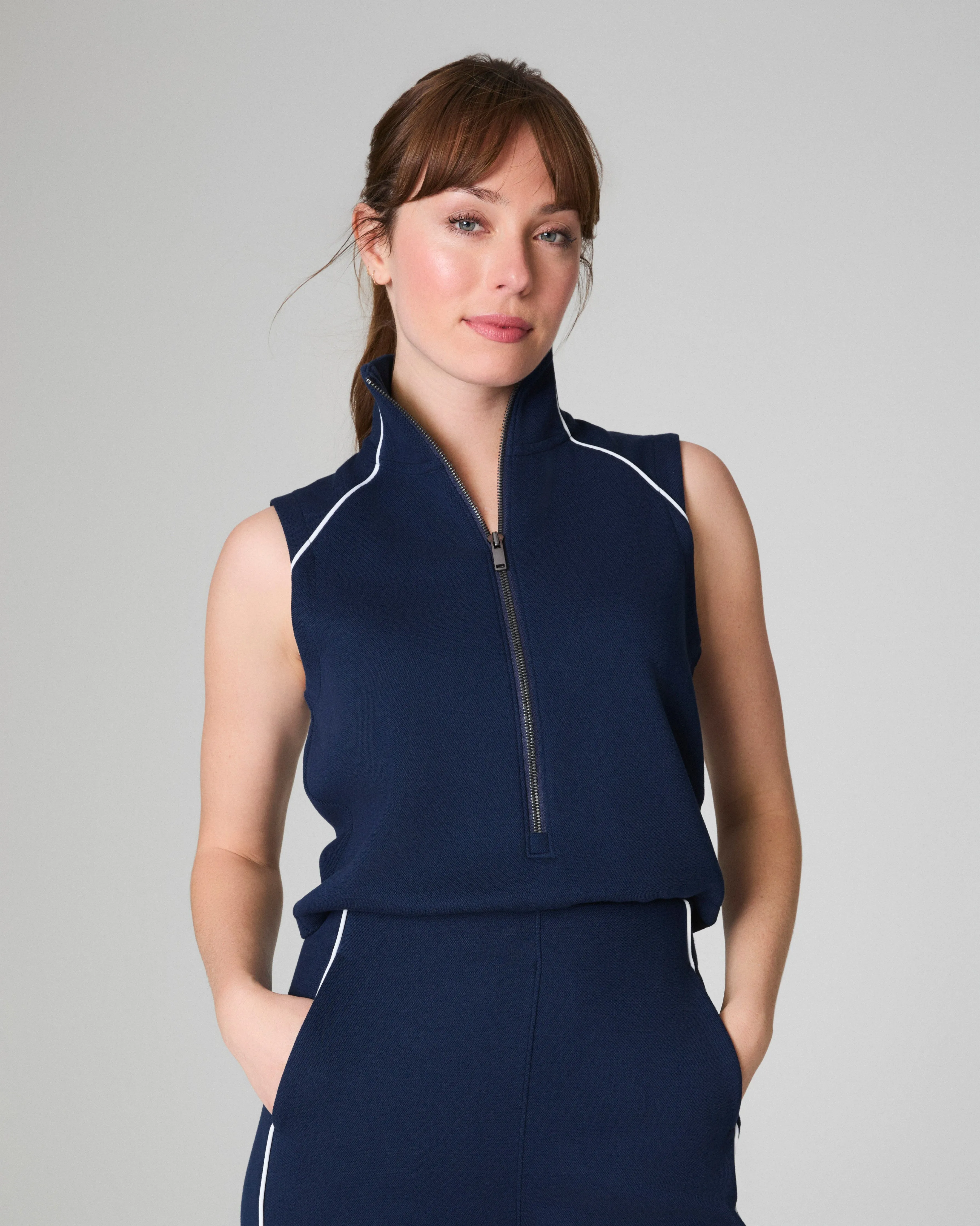 SPANX® AirEssentials Pique Sleeveless Mockneck Jumpsuit