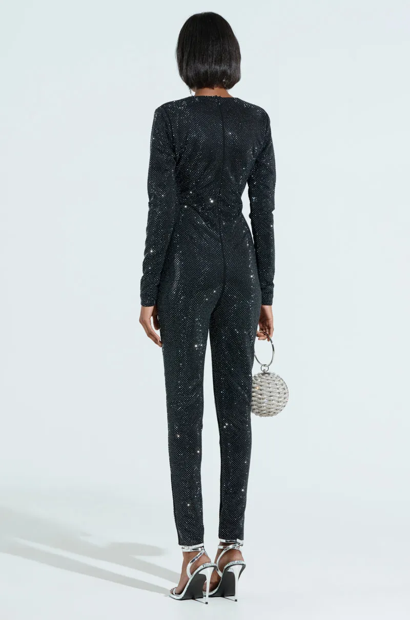 SPARKLE SPARKLE RHINESTONE LONG SLEEVE JUMPSUIT