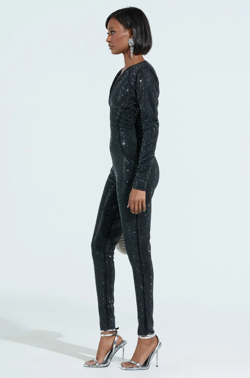 SPARKLE SPARKLE RHINESTONE LONG SLEEVE JUMPSUIT