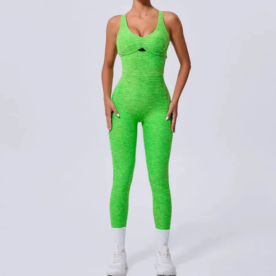 Sports Solid Color Active Sets Nylon Cotton Blend Chlorinated Fiber Jumpsuits Activewear