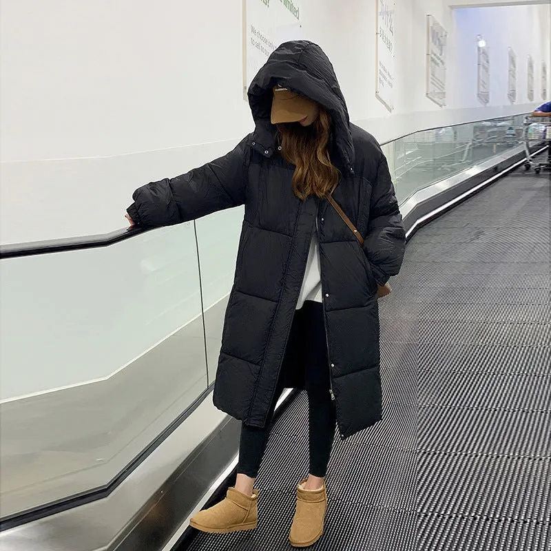 Stylish Full-Zip Women's Puffer Coat with Removable Hood and Padded Sleeves