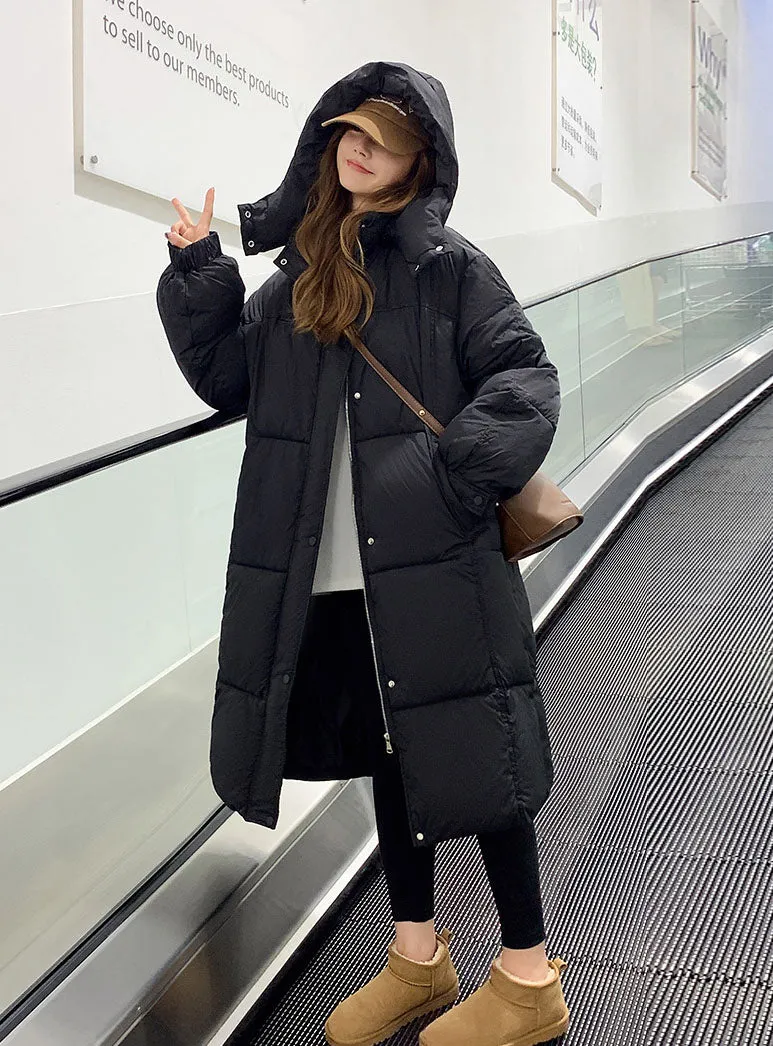 Stylish Full-Zip Women's Puffer Coat with Removable Hood and Padded Sleeves