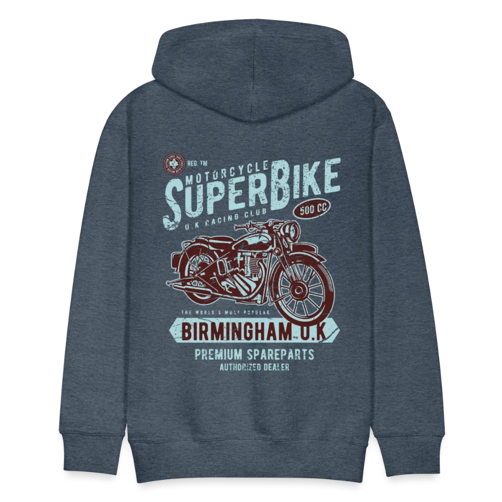 Super Bike Motorcycle Hoodie - Black Fleece Zip-Up