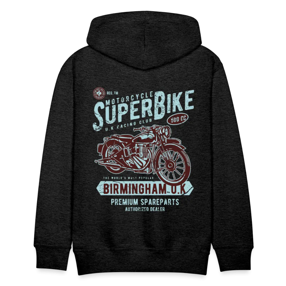 Super Bike Motorcycle Hoodie - Black Fleece Zip-Up