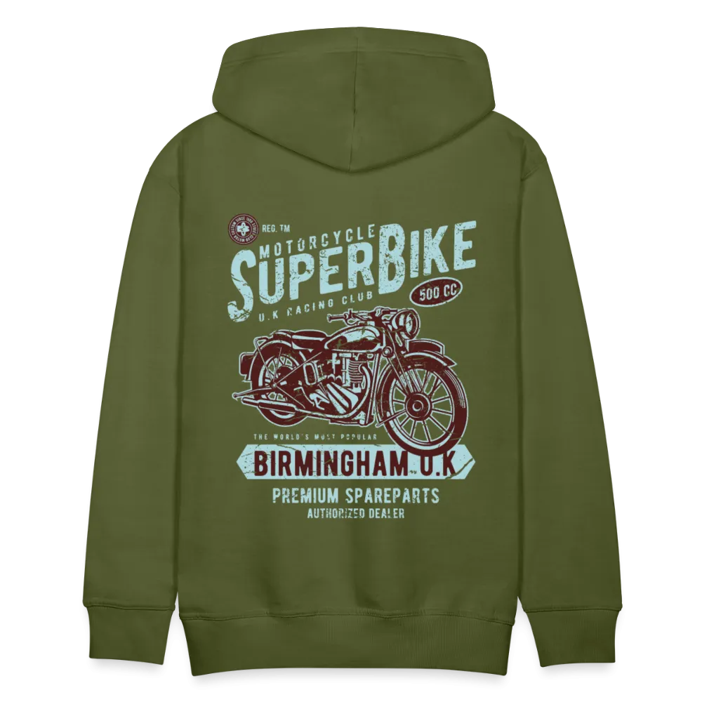 Super Bike Motorcycle Hoodie - Black Fleece Zip-Up