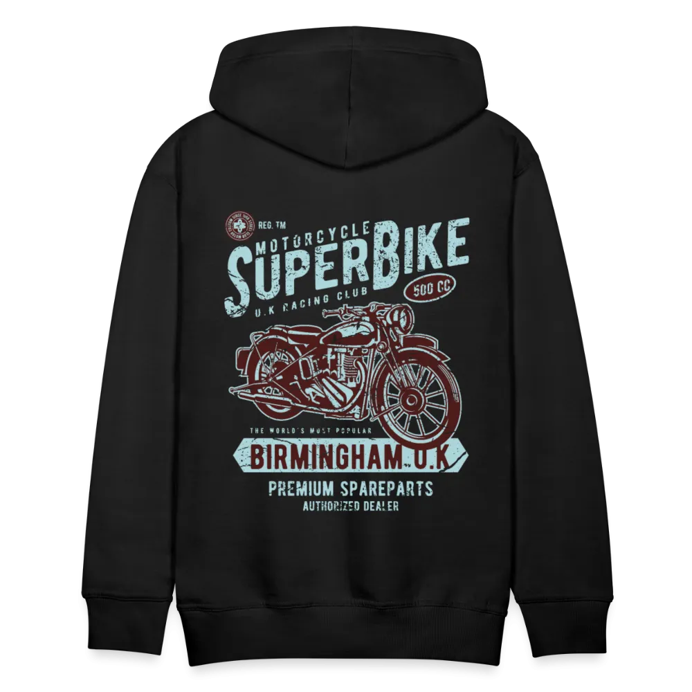 Super Bike Motorcycle Hoodie - Black Fleece Zip-Up