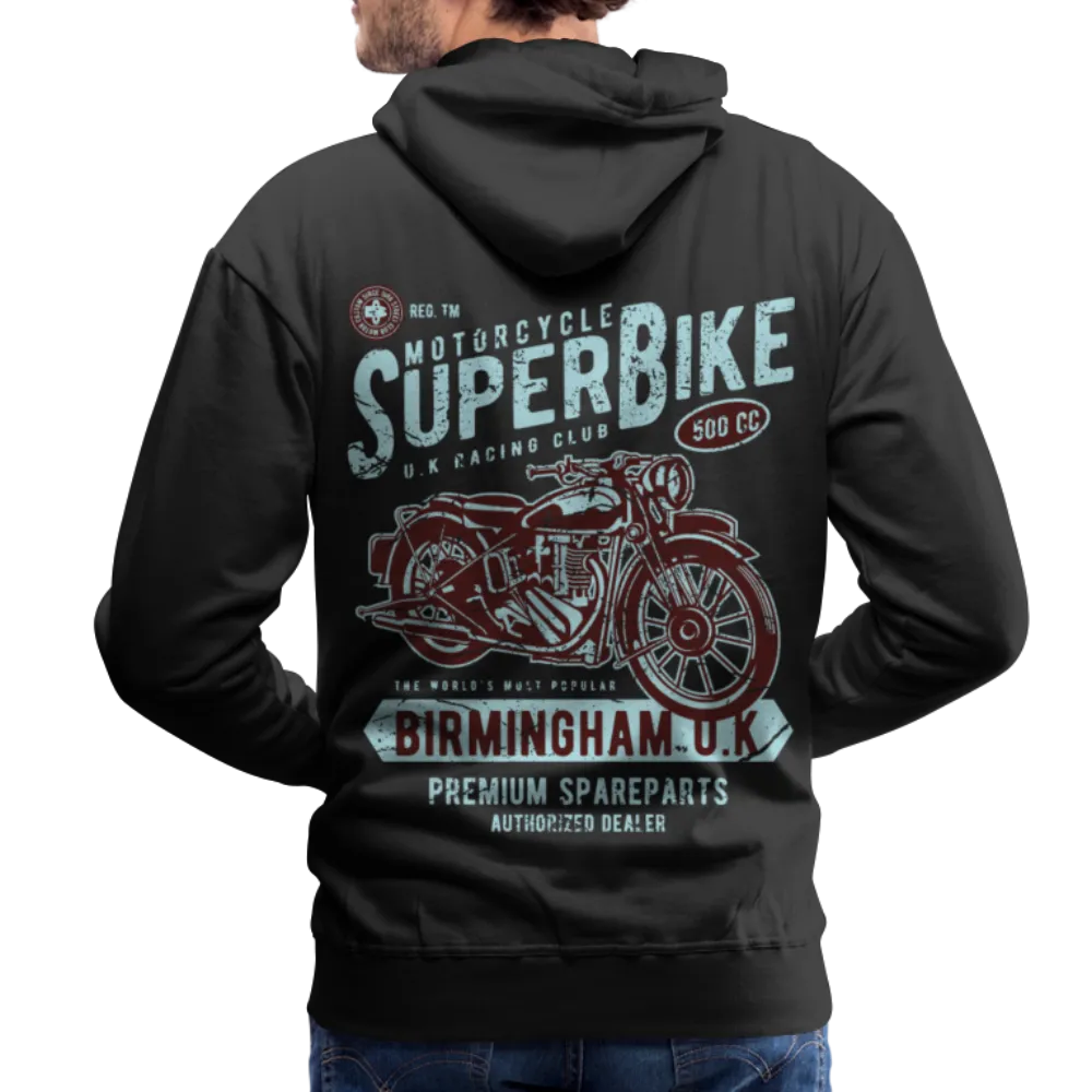 Super Bike Motorcycle Hoodie - Black Fleece Zip-Up