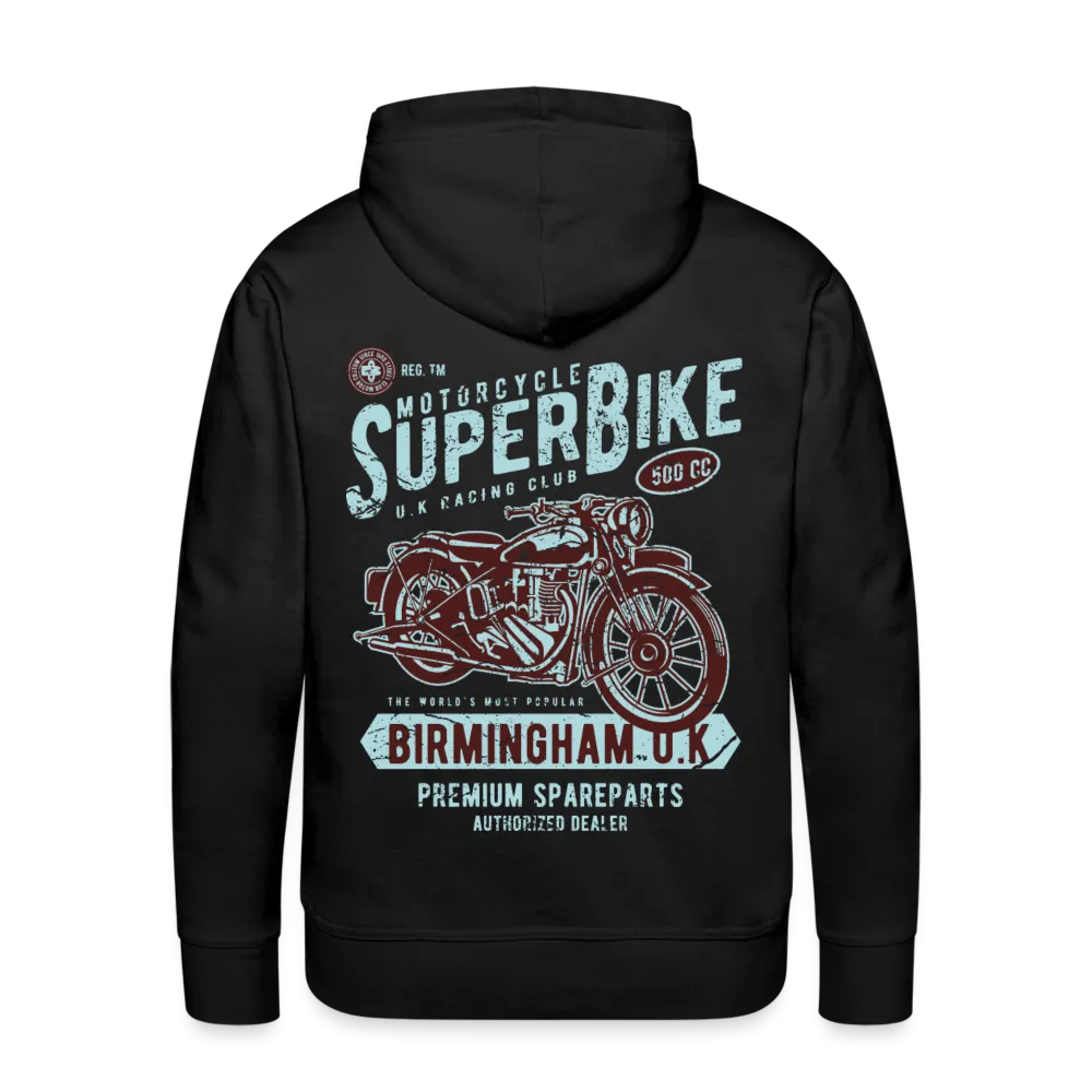 Super Bike Motorcycle Hoodie - Black Fleece Zip-Up