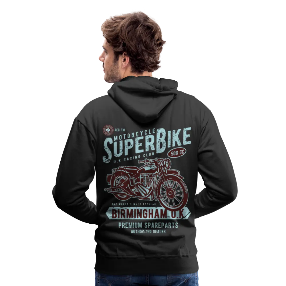 Super Bike Motorcycle Hoodie - Black Fleece Zip-Up