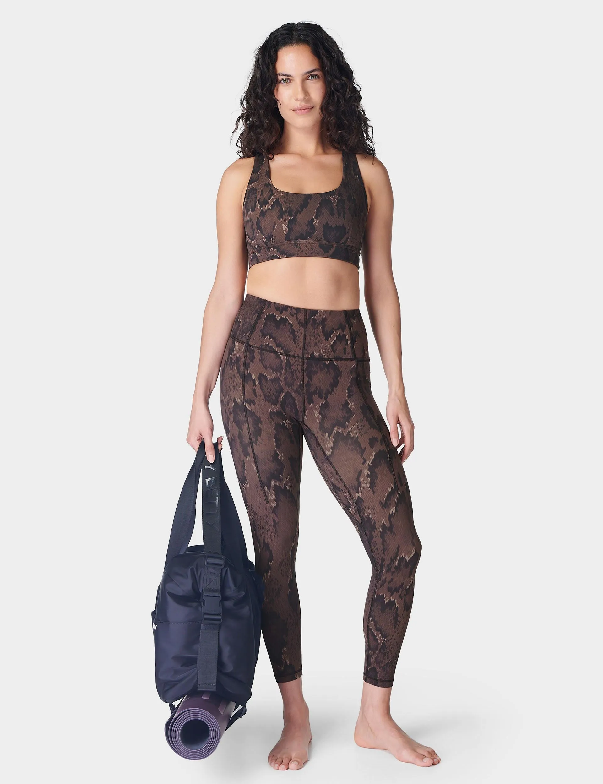 Super Soft 7/8 Yoga Leggings - Brown Python Print
