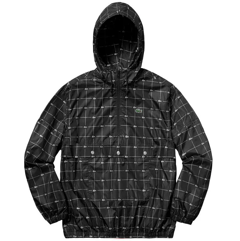 Supreme Lacoste Reflective Grid Nylon Anorak- Black